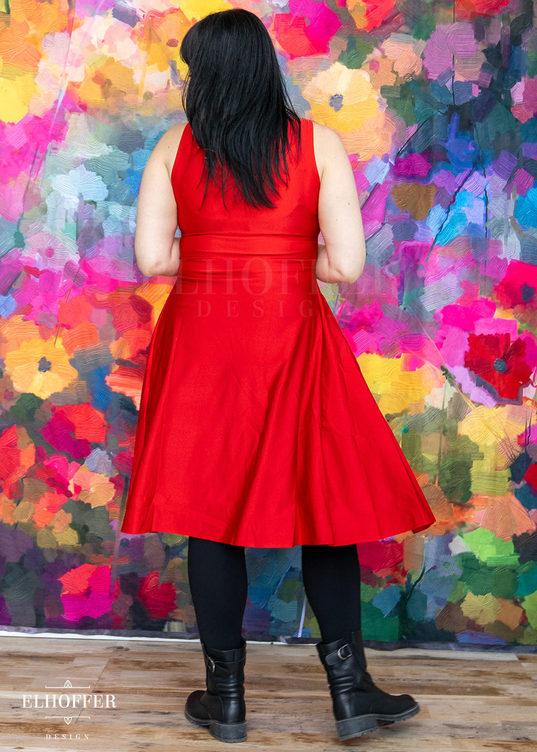 Essential Aquarius Knee Length Dress - Shiny Cherry Red