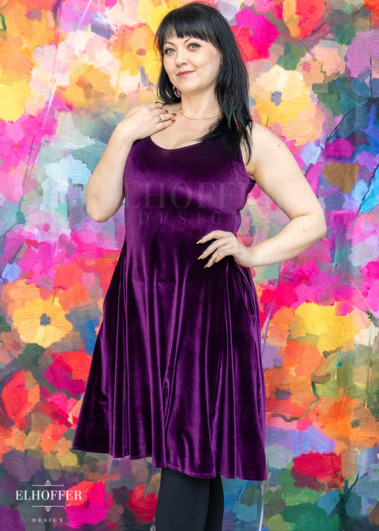 Essential Aquarius Knee Length Dress - Sugilite Velvet