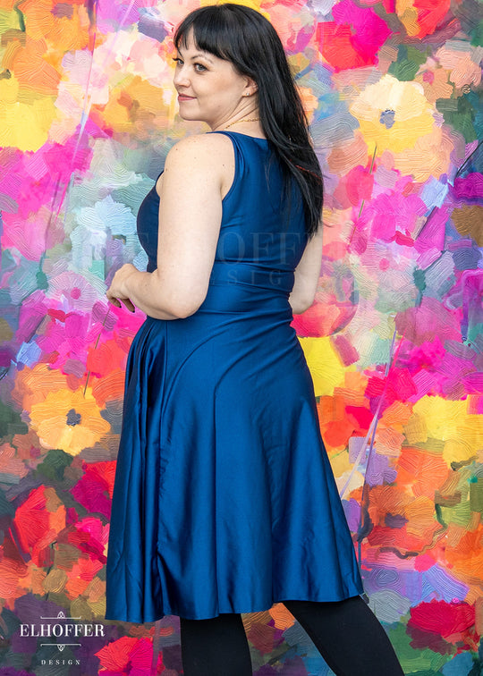 Essential Aquarius Knee Length Dress - Shiny Navy