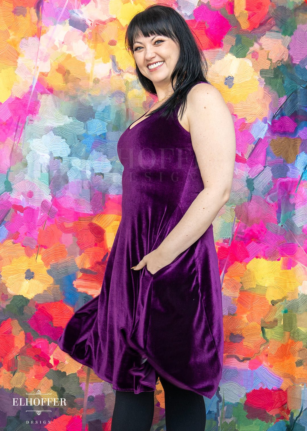 Essential Aquarius Knee Length Dress - Sugilite Velvet