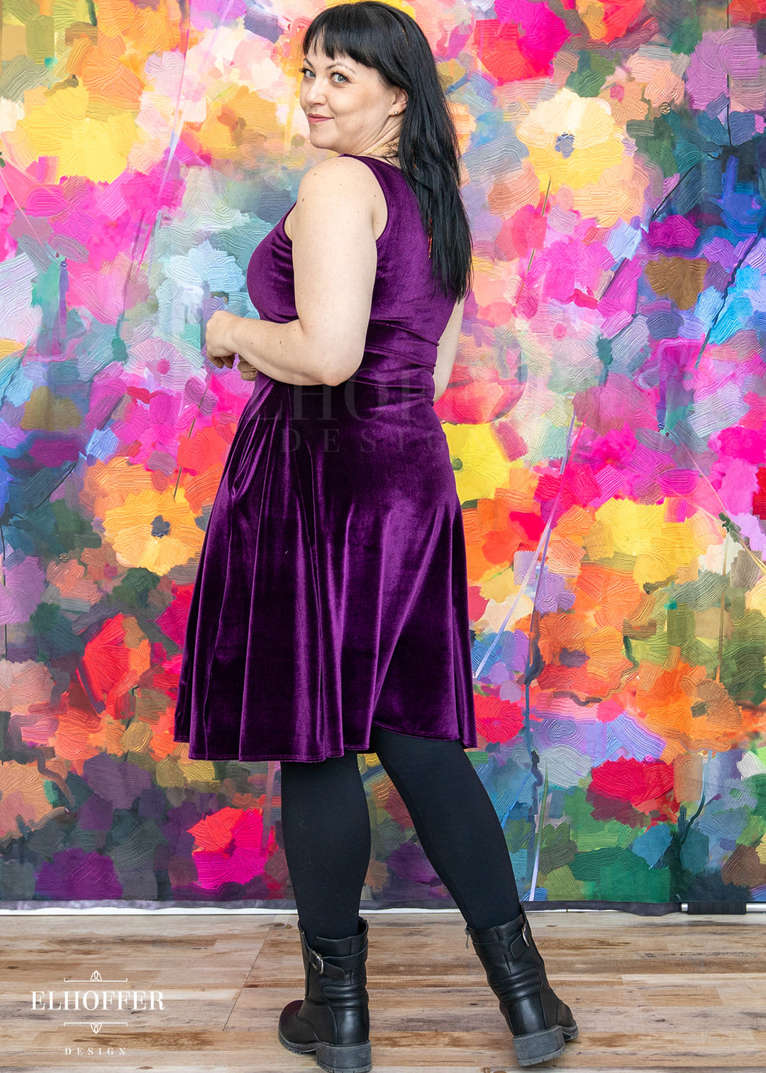 Essential Aquarius Knee Length Dress - Sugilite Velvet