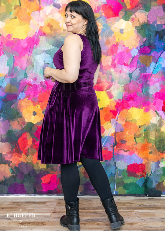 Essential Aquarius Knee Length Dress - Sugilite Velvet