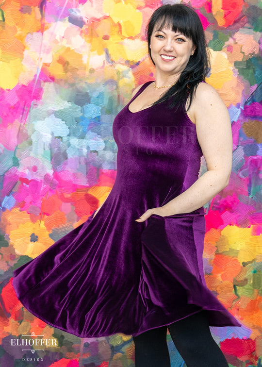 Essential Aquarius Knee Length Dress - Sugilite Velvet