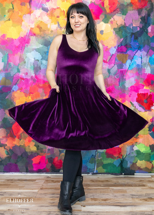 Essential Aquarius Knee Length Dress - Sugilite Velvet