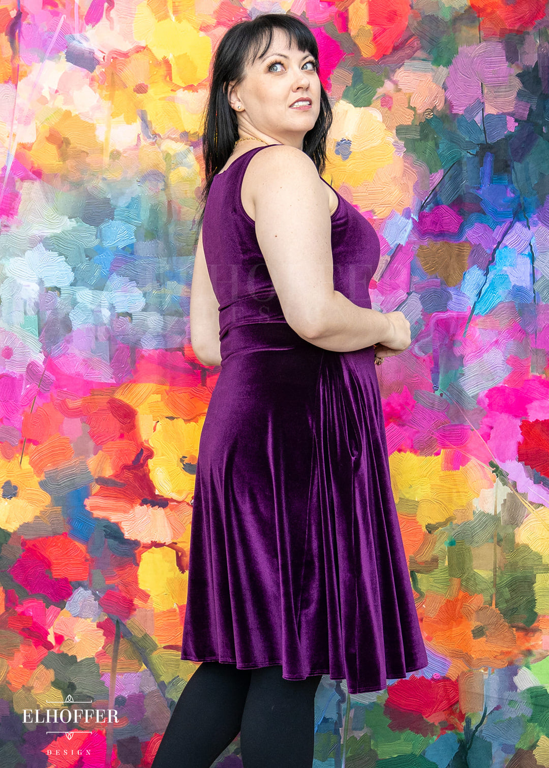 Essential Aquarius Knee Length Dress - Sugilite Velvet