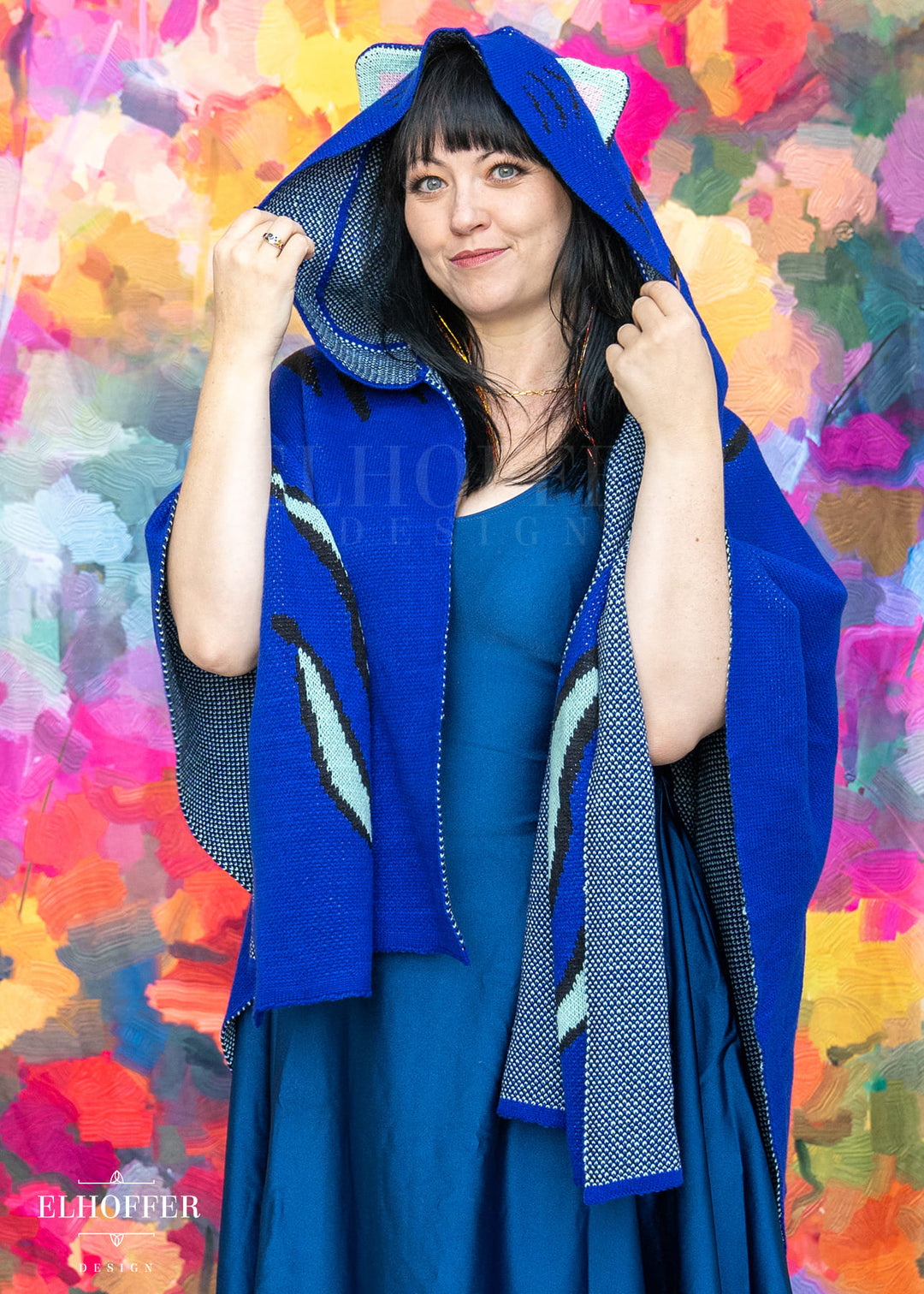 PREORDER - Blue Tiger Hooded Poncho