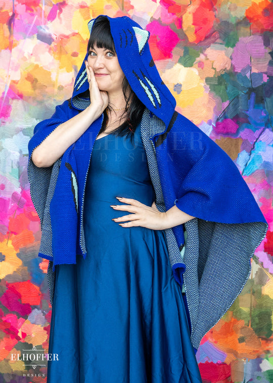 PREORDER - Blue Tiger Hooded Poncho