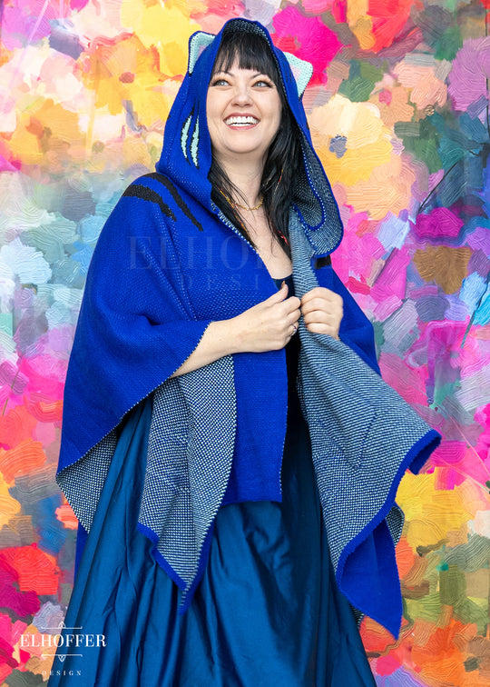 PREORDER - Blue Tiger Hooded Poncho