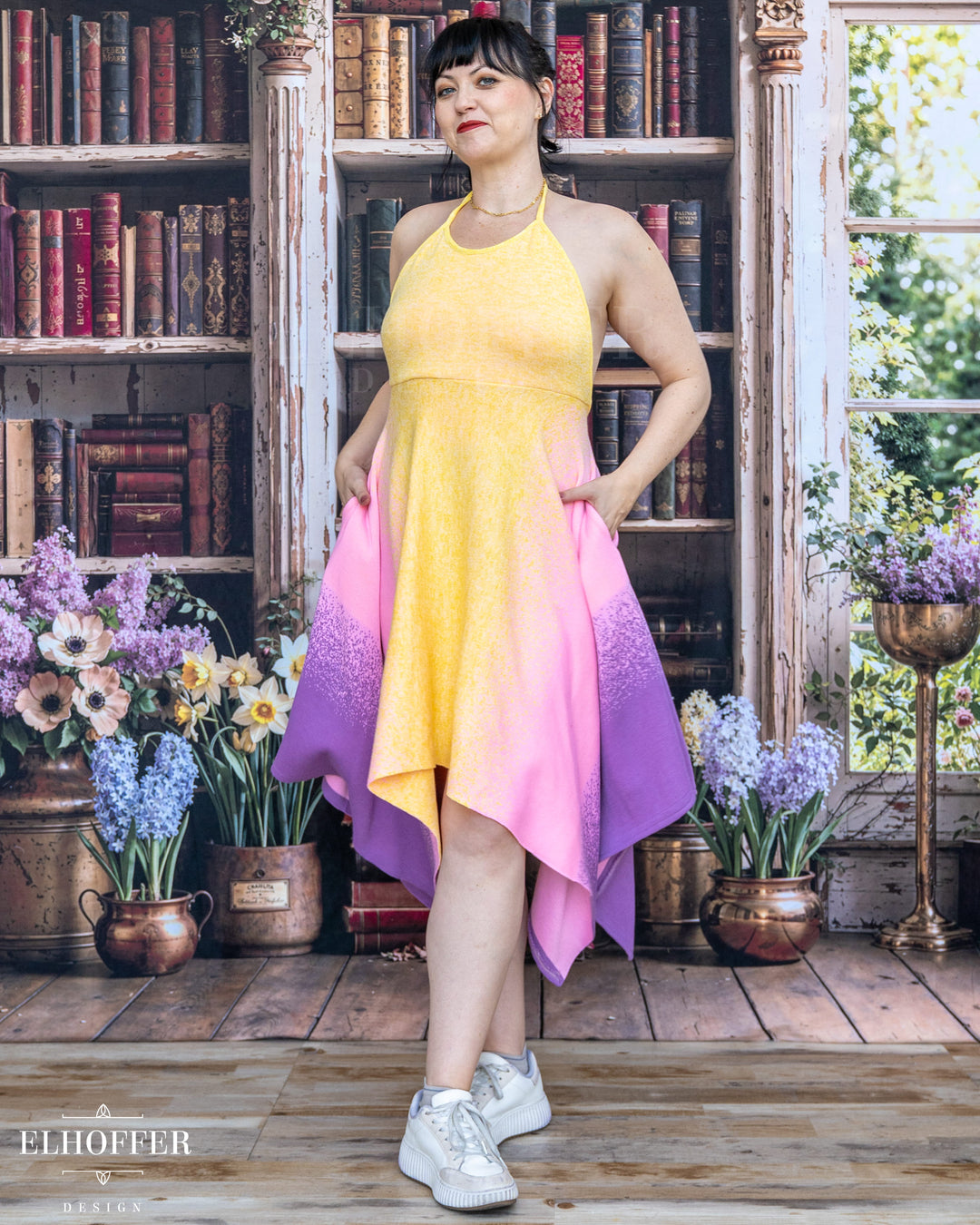 PREORDER - Galactic Dusk Halter Handkerchief Dress