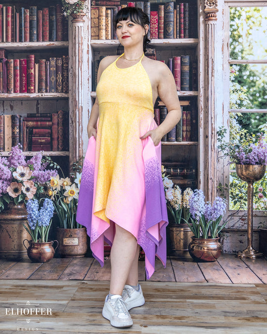 PREORDER - Galactic Dusk Halter Handkerchief Dress