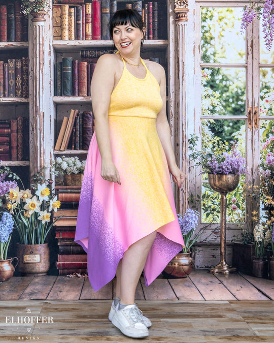 PREORDER - Galactic Dusk Halter Handkerchief Dress