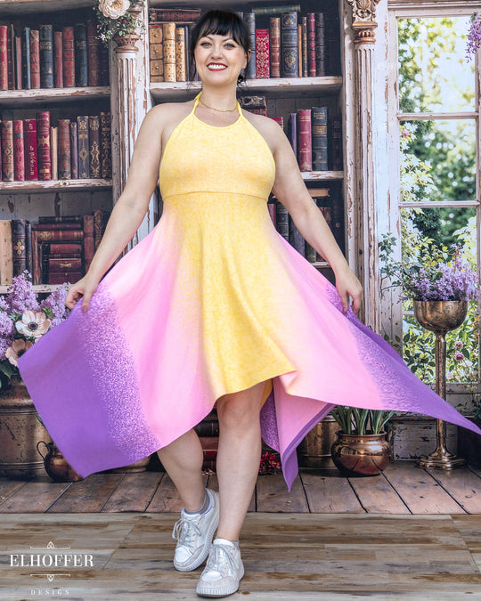 PREORDER - Galactic Dusk Halter Handkerchief Dress