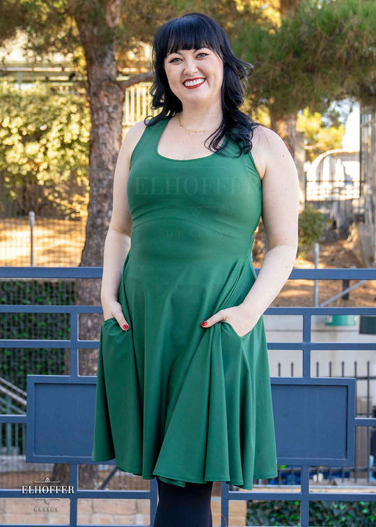 Essential Knee Length Dress - Forest Green