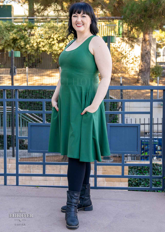 Essential Knee Length Dress - Forest Green