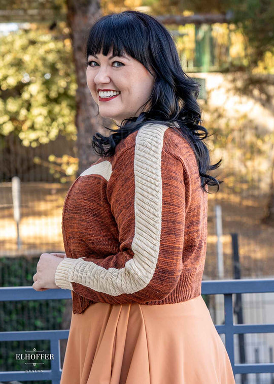 PREORDER - Galactic Outpost Cropped Cardigan - Rust Rebellion