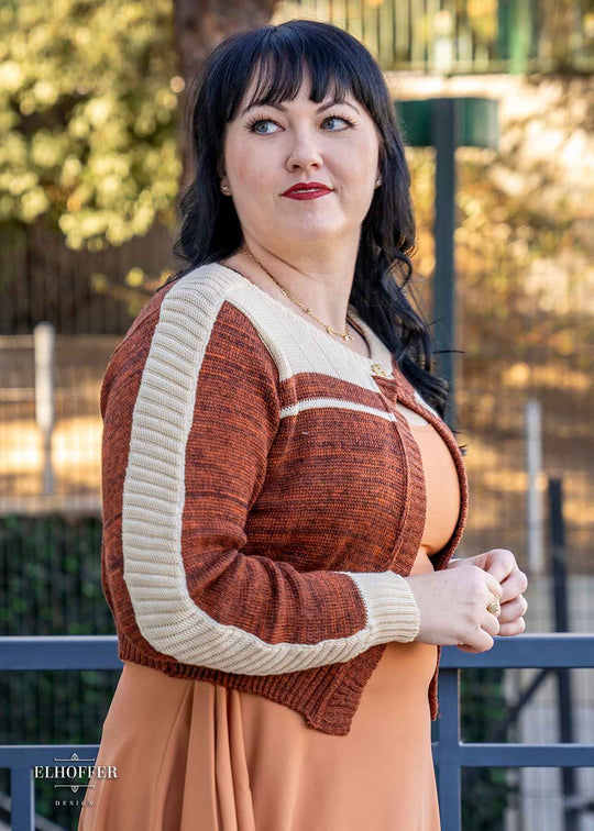 PREORDER - Galactic Outpost Cropped Cardigan - Rust Rebellion