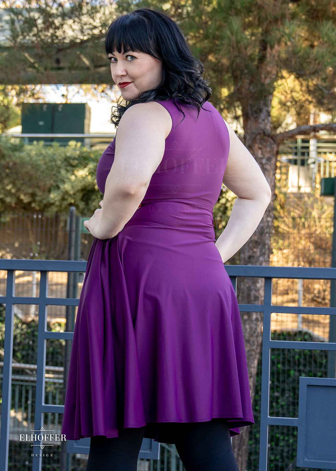 Essential Knee Length Dress - Plum