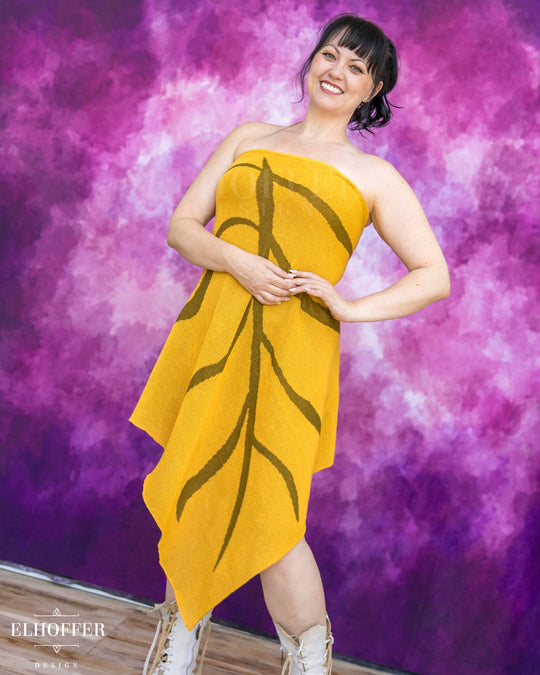 PREORDER - Iridessa Halter Leaf Dress - Iris Gold