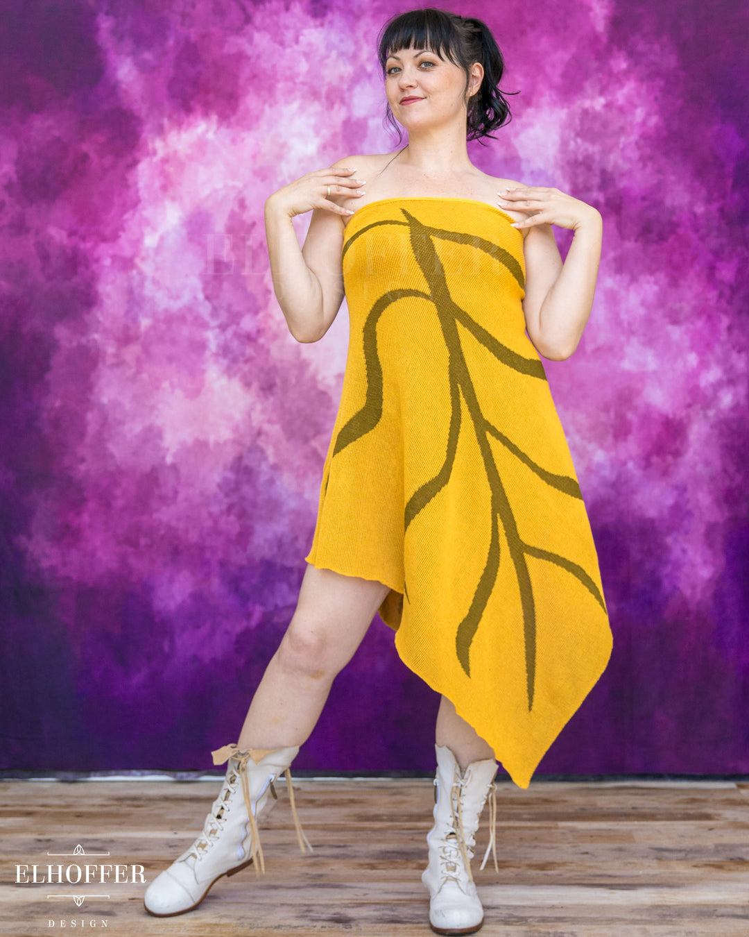 PREORDER - Iridessa Halter Leaf Dress - Iris Gold