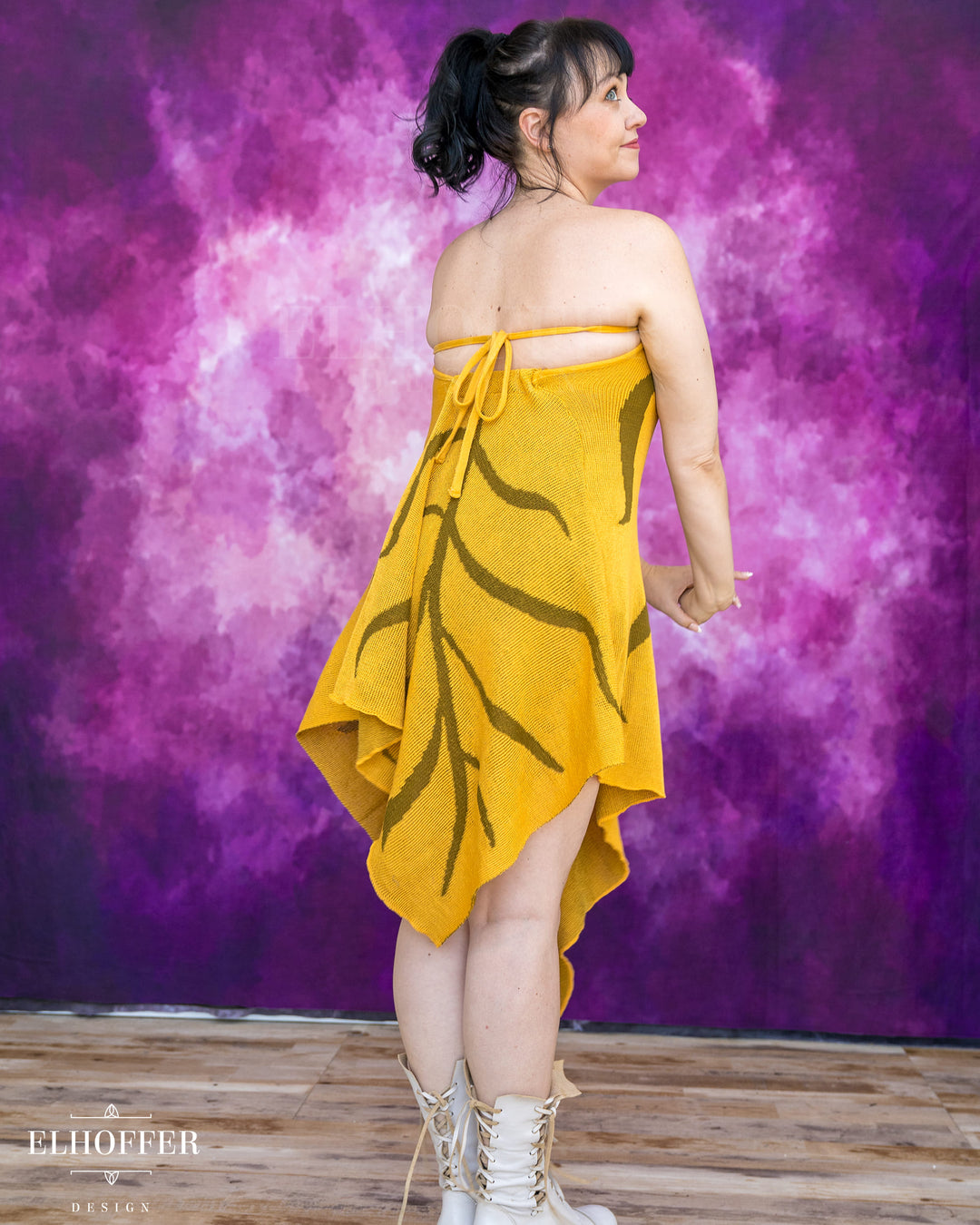 PREORDER - Iridessa Halter Leaf Dress - Iris Gold