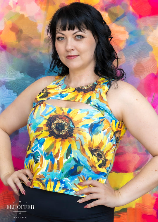 Essential Kara Top - Impressionist Sunflower