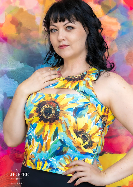 Essential Kara Top - Impressionist Sunflower