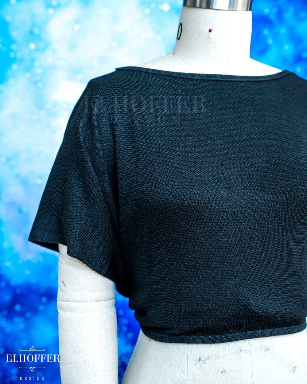 Handmade Boatneck Wrap Top - Black Soft & Thin Knit