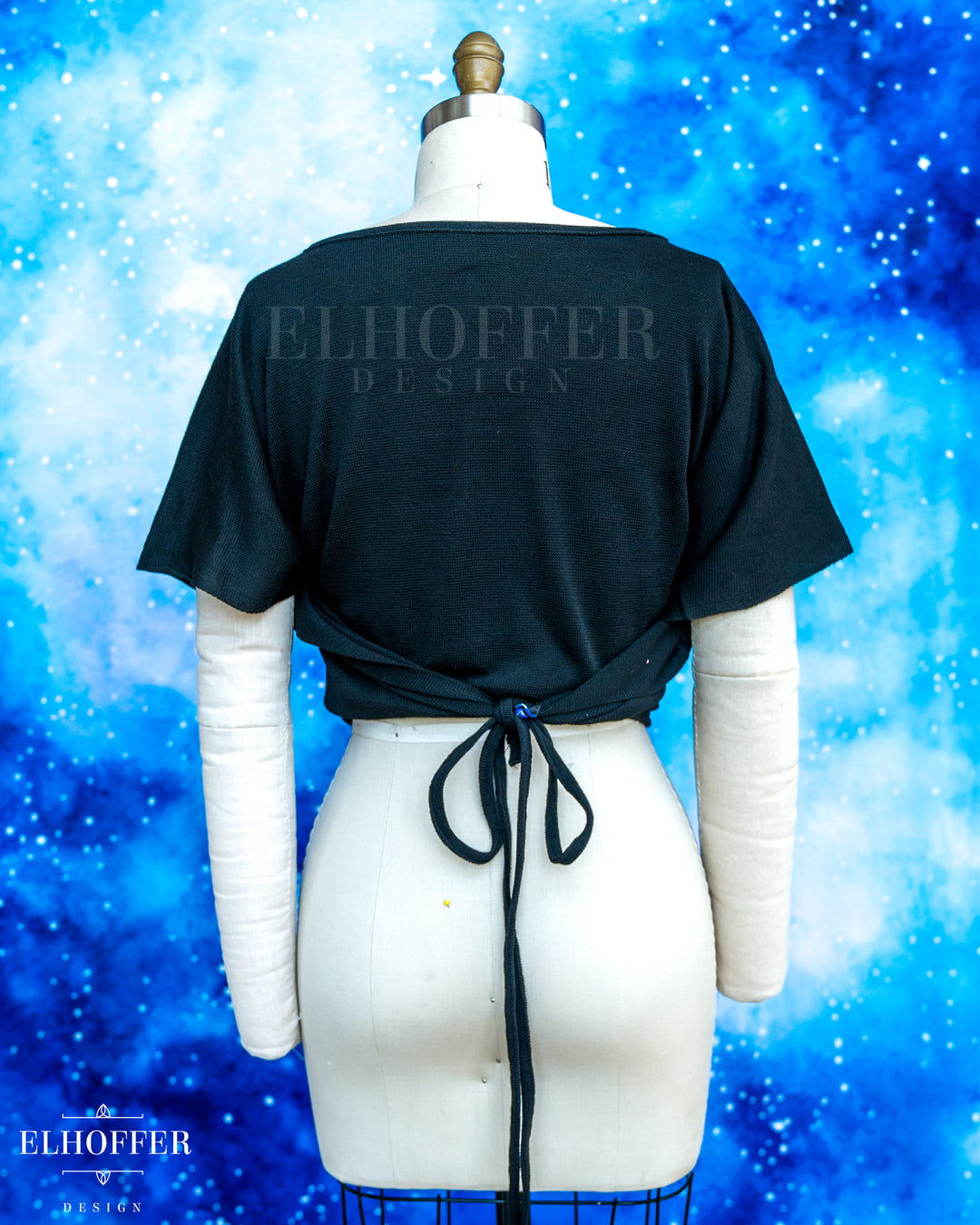 Handmade Boatneck Wrap Top - Black Soft & Thin Knit