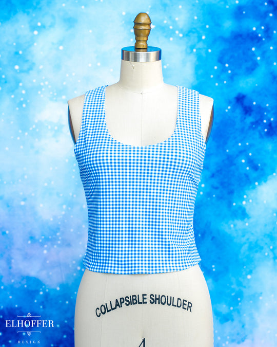 Essential Buffy Crop Top - Blue & White Gingham