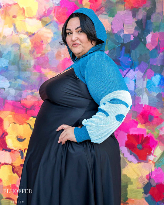 PREORDER - Forest Neighbor Capricorn Hooded Crop - Turquoise Blue