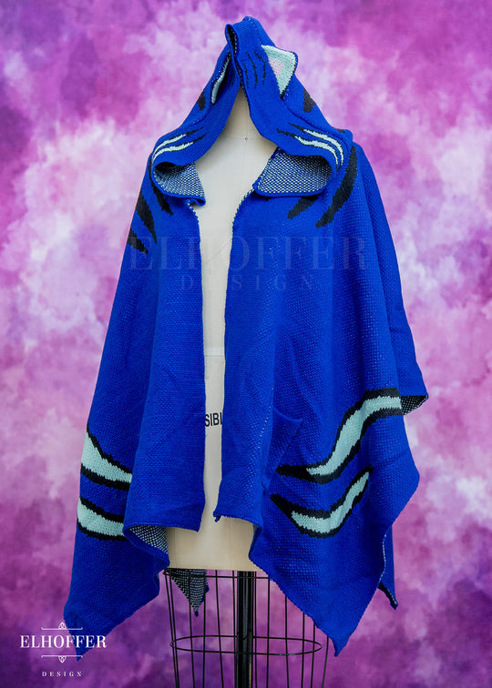 PREORDER - Blue Tiger Hooded Poncho