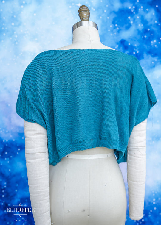 Handmade Boatneck Crop - Runic Teal - Gossamer Knit Ideal for Smaller Sizes