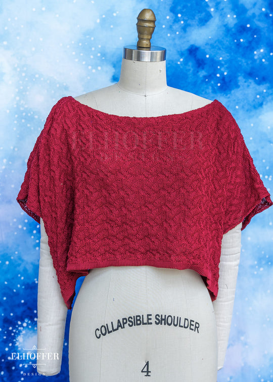 Handmade Boatneck Crop - Galactic Crimson Queen