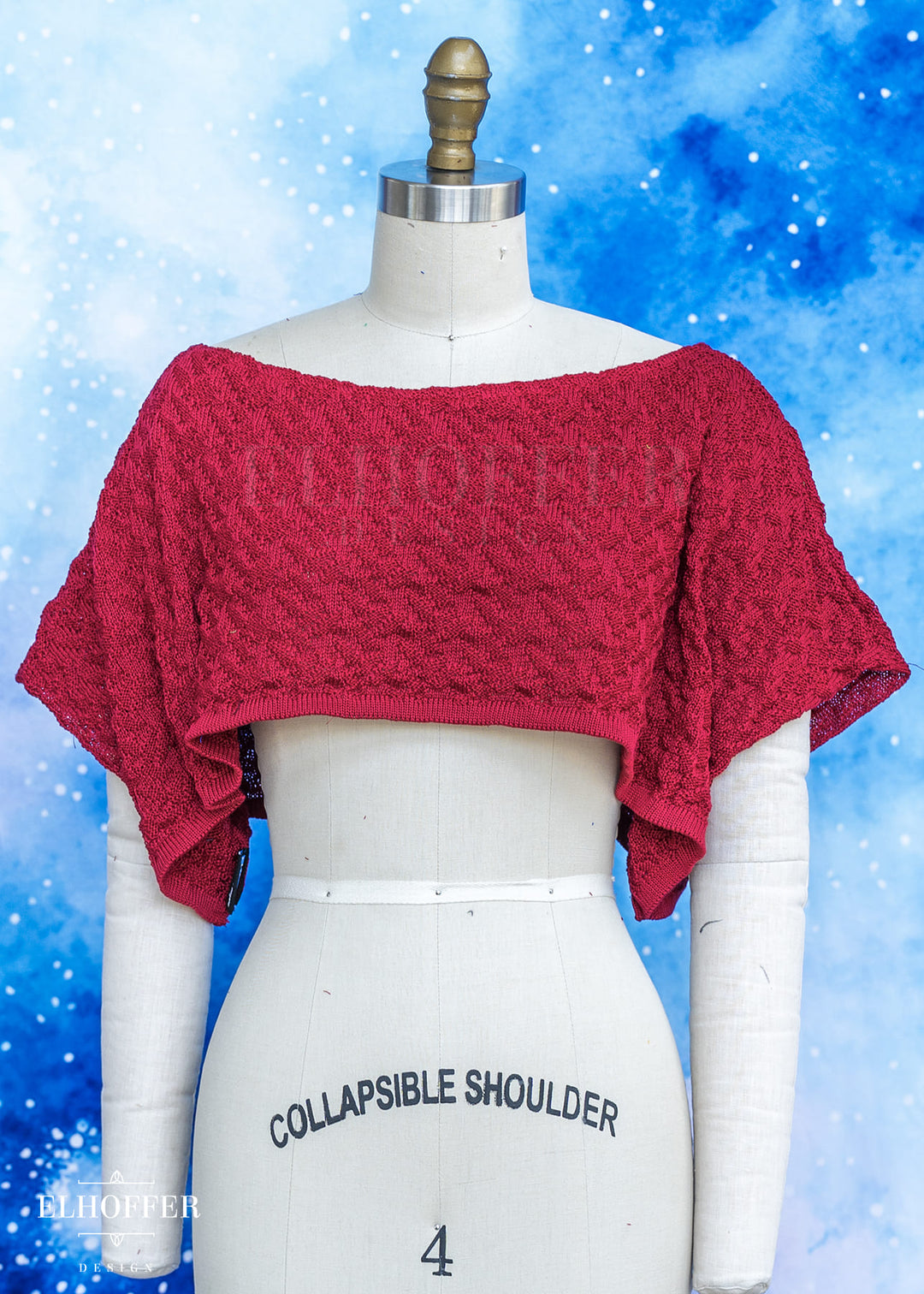 Handmade Boatneck Crop - Galactic Crimson Queen
