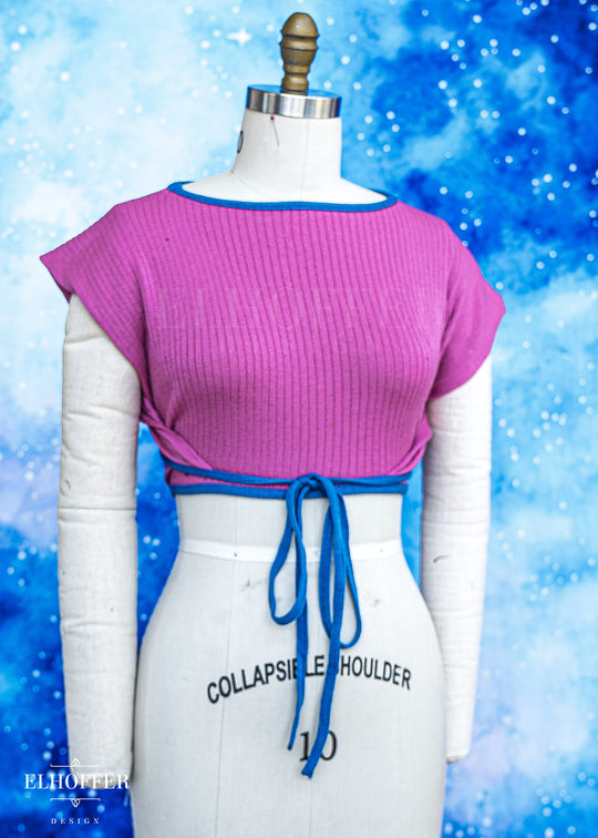 Handmade Pretty Pink Ribbed Wrap Crop - Thin Knit and Best on Smaller Sizes