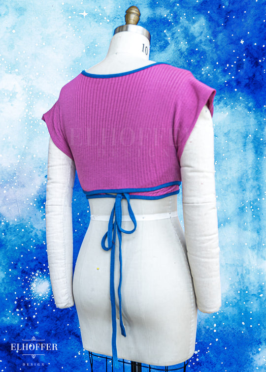 Handmade Pretty Pink Ribbed Wrap Crop - Thin Knit and Best on Smaller Sizes