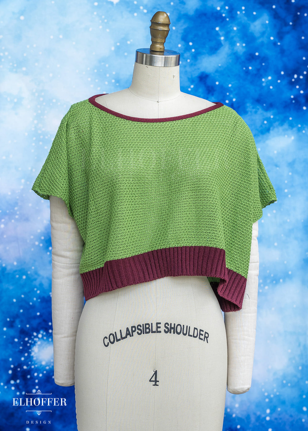 Handmade Boatneck Crop - Galactic Hunter Green