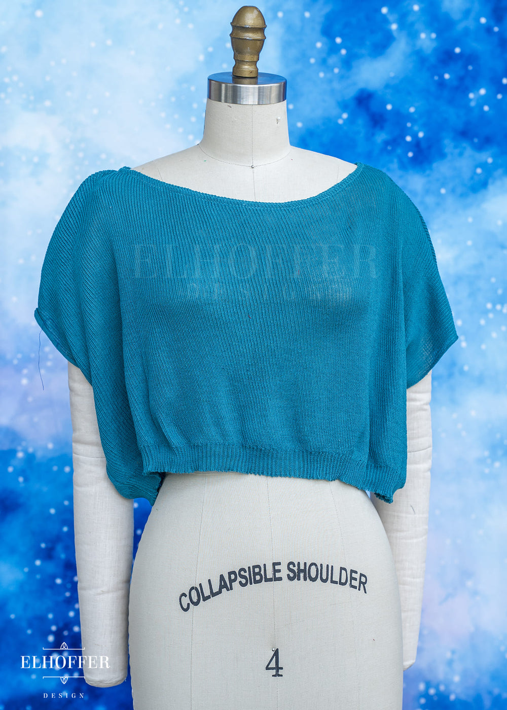Handmade Boatneck Crop - Runic Teal - Gossamer Knit Ideal for Smaller Sizes