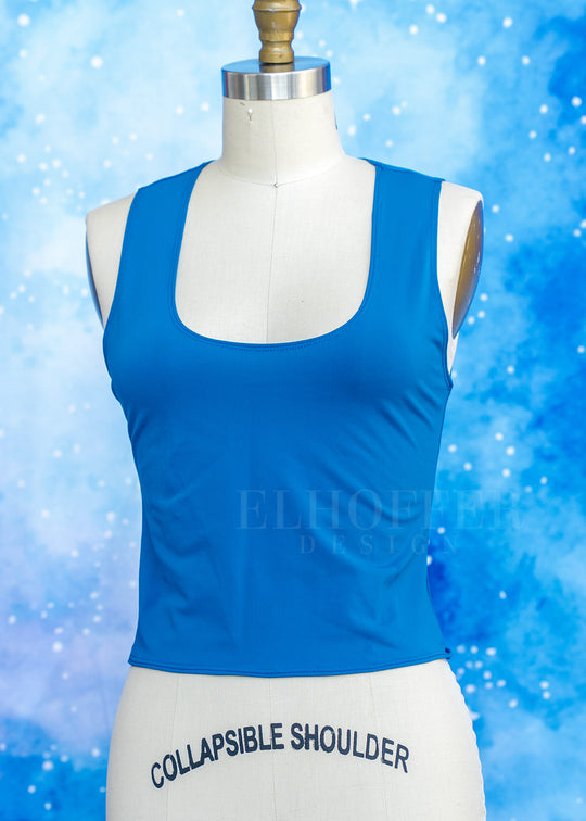 Handmade Buffy Crop Top - Sapphire Blue Spandex