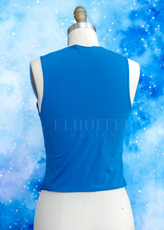 Handmade Buffy Crop Top - Sapphire Blue Spandex