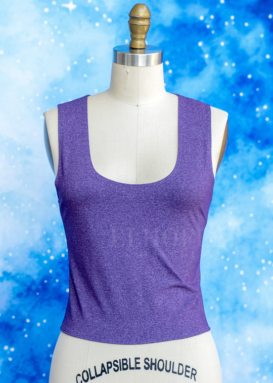Handmade Buffy Crop Top - Heathered Purple Compression Spandex