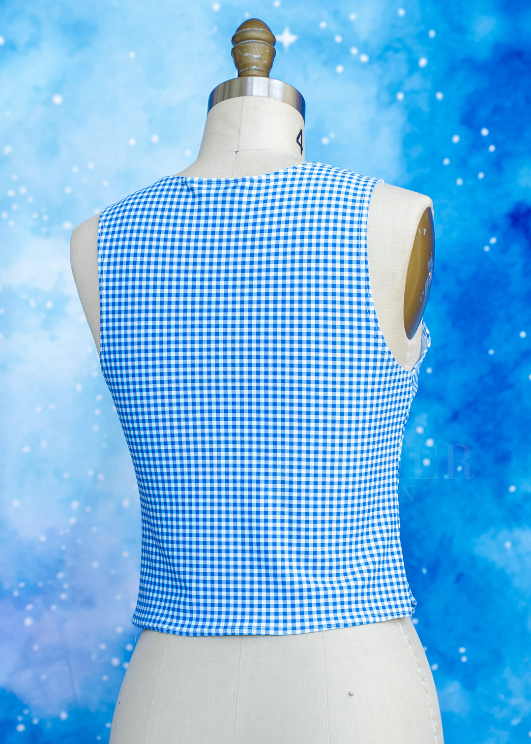 Handmade Buffy Crop Top - Blue & White Gingham