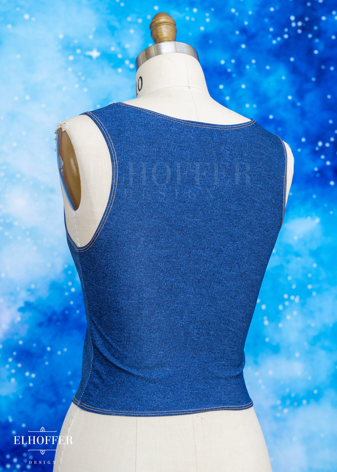Handmade Buffy Crop Top - Jean Print Spandex