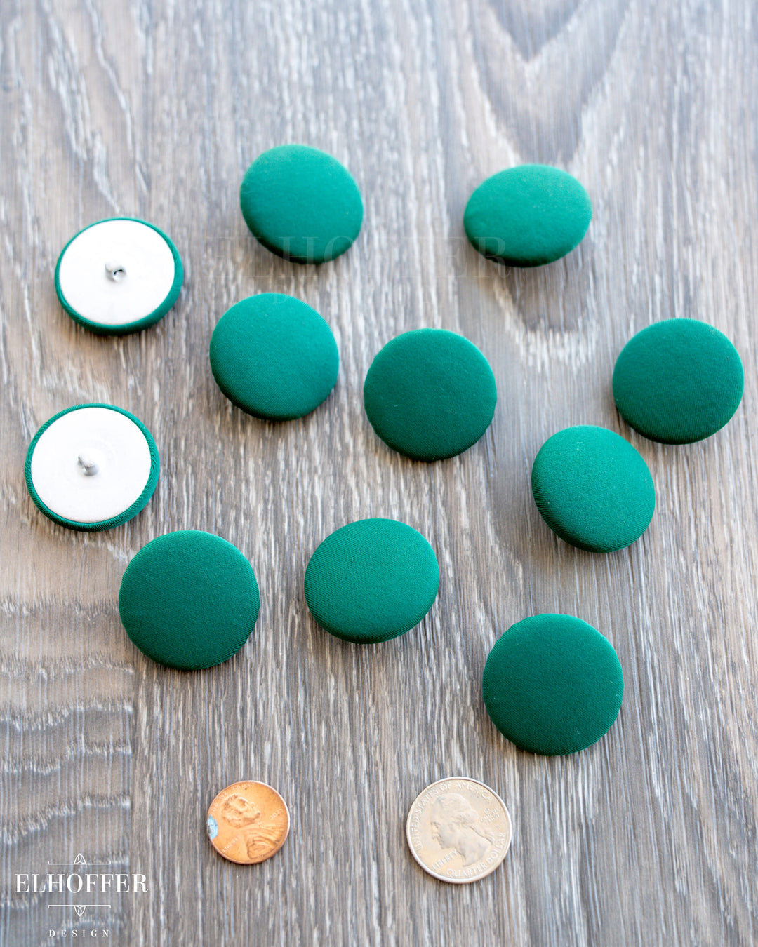 Forest Green Fabric Covered Shank Buttons - Fabric - 48L