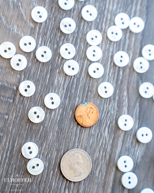 Opaque/Cream Shiny 2-Hole Buttons (Dyable)- Plastic - 19L