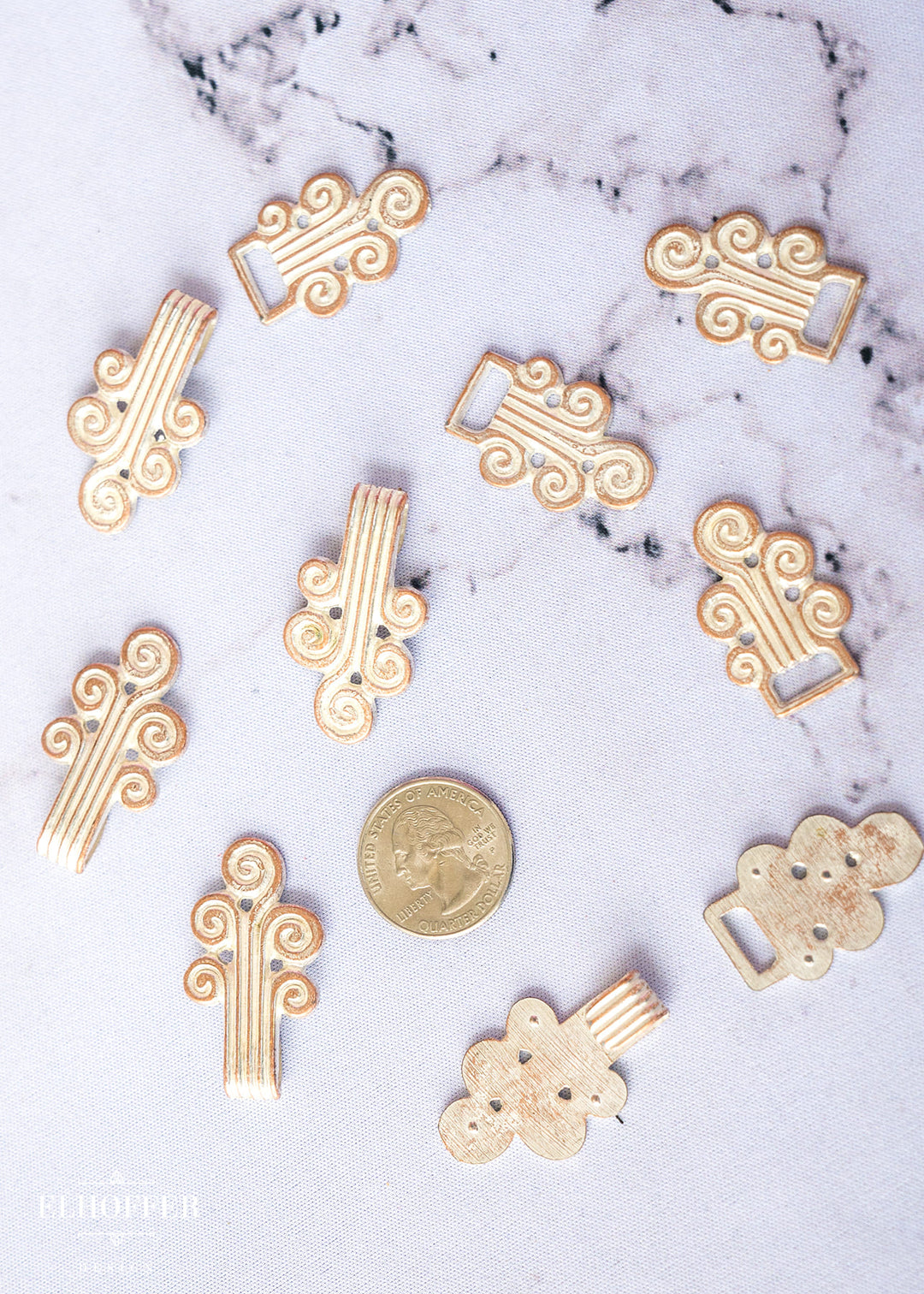 Silver/White Cloud Spiral Shank Cloak or Jacket Clasp - Metal - 40L