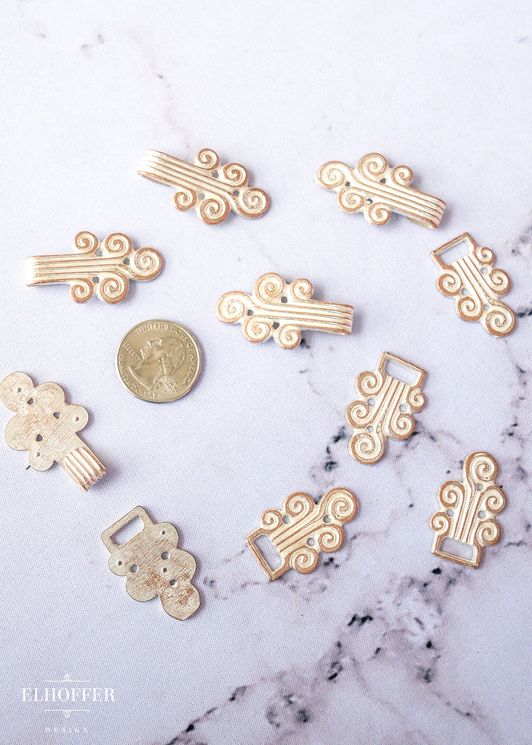 Silver/White Cloud Spiral Shank Cloak or Jacket Clasp - Metal - 40L