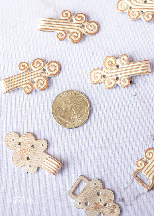 Silver/White Cloud Spiral Shank Cloak or Jacket Clasp - Metal - 40L