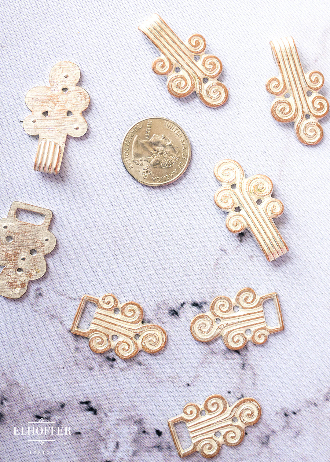 Silver/White Cloud Spiral Shank Cloak or Jacket Clasp - Metal - 40L