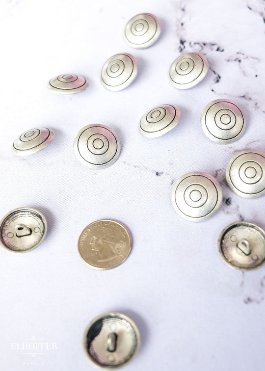 Silver Concentric Circle Shank Buttons - Metal - 38L